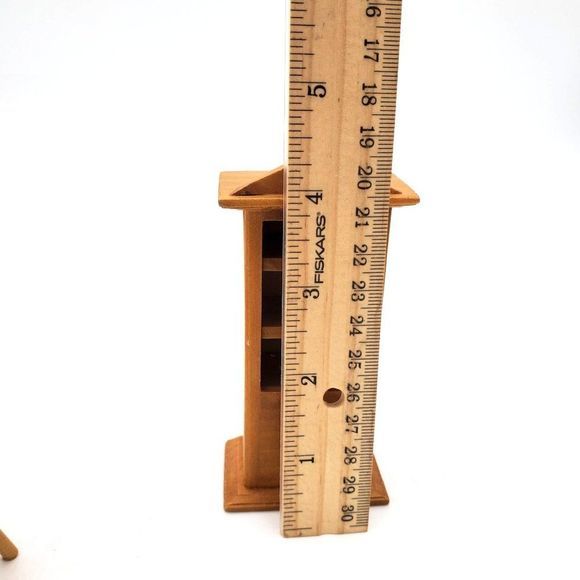 VTG Lot of Miniature Dollhouse Wood Furniture Table Chairs Cabinet Dining Buffet - Picture 10 of 11